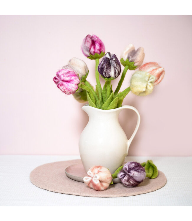 Vilten tulp lengte 38 cm -  Soft Colours