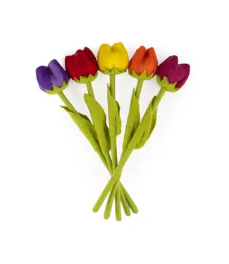SjaalmetVerhaal Felt tulip - length 38 cm - multicolour assorti