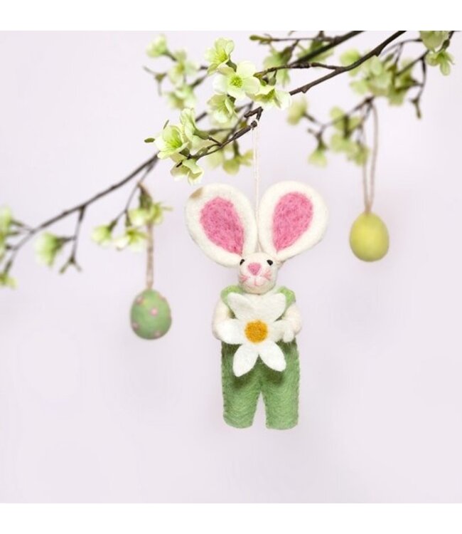 Felt hanger Easter rabbit - with daisy - div. kleuren