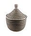Straw tajine basket with lid - black white stripes 35cm