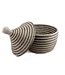 Straw tajine basket with lid - black white stripes 35cm