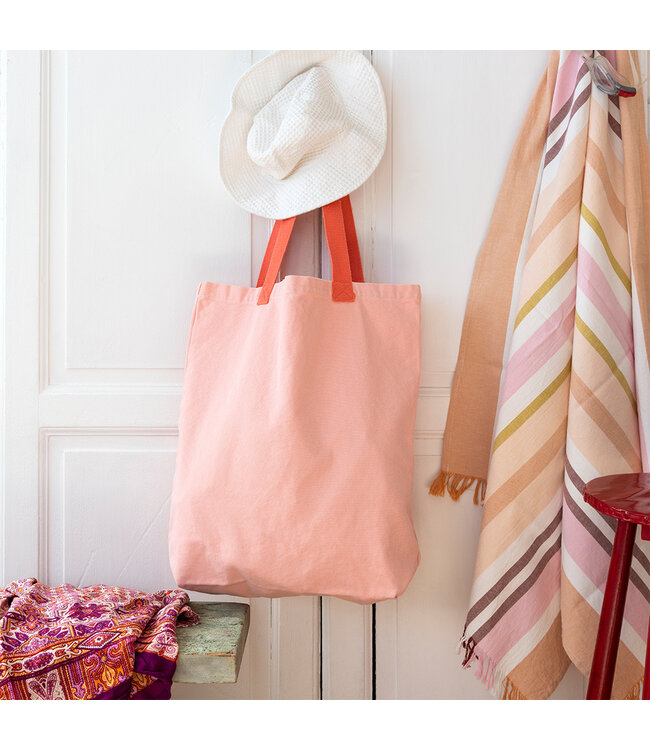 Schoudertas - shopper roze katoen  - L44 x B14 x H45 cm
