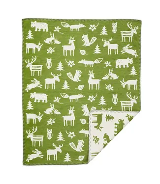 Klippan Cot blanket Forest cotton green-white 90x70cm