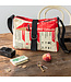 Handbag recycled cementbag red - beige 32x24x7cm