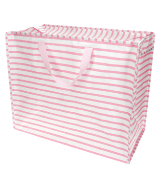 Rex London Grote opbergtas XL Roze wit strepen-  gerecycled plastic 55cm