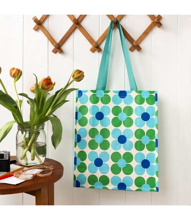 Shopper recycled plastic retro 40x34cm Daisy - green blue