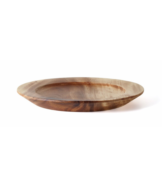 Wooden plate wide border diameter 33 cm