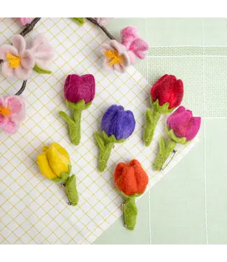SjaalmetVerhaal Felt tulip - broche - multicolour assorti