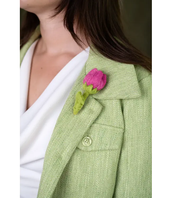 Felt tulip - broche - 9 cm - multicolour assorti