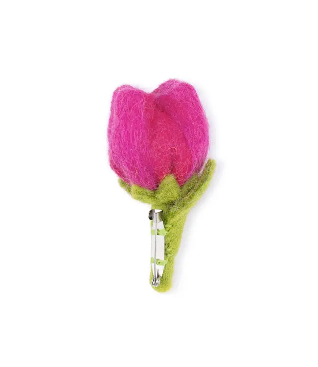 Felt tulip - broche - 9 cm - multicolour assorti