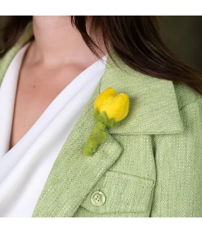 Felt tulip - broche - 9 cm - multicolour assorti