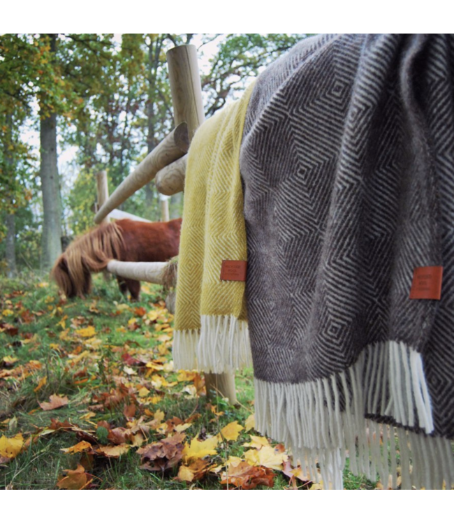 Throw eco wool Gooseye 200x130 cm - smokey blue - Copy
