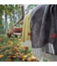 Plaid lamswol Gooseye 200x130cm - oranje-ecru
