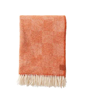 Klippan Throw eco wool Gooseye 200x130 cm - orange - ecru
