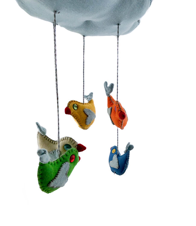 Mobile stoffen wolkje met vogels
