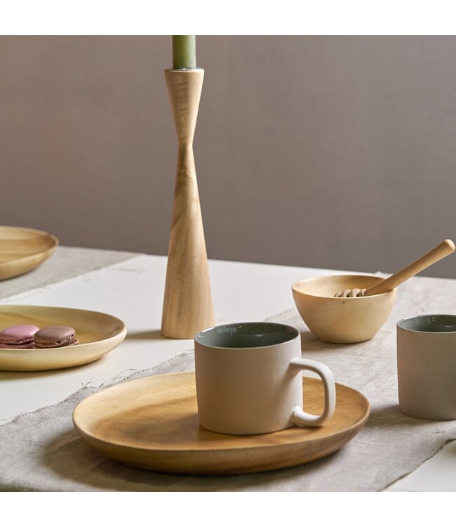 Wooden plate bleached 23 cm flat Kinta