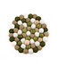 Vilten onderzetter rond groen-beige-wit D9 cm