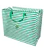 Big storage bag recycled plastic - Green and white stripes 55cm