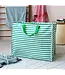 Big storage bag recycled plastic - Green and white stripes 55cm