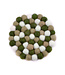 Vilten onderzetter rond groen-beige-wit D10 cm