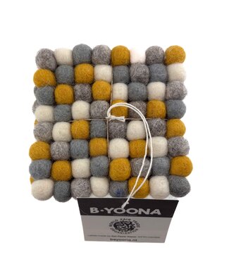 BeYoona Felt coaster 10x10 cm square grey yellow white