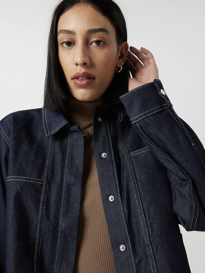 Oversized Contrast Stitch Denim Jacket