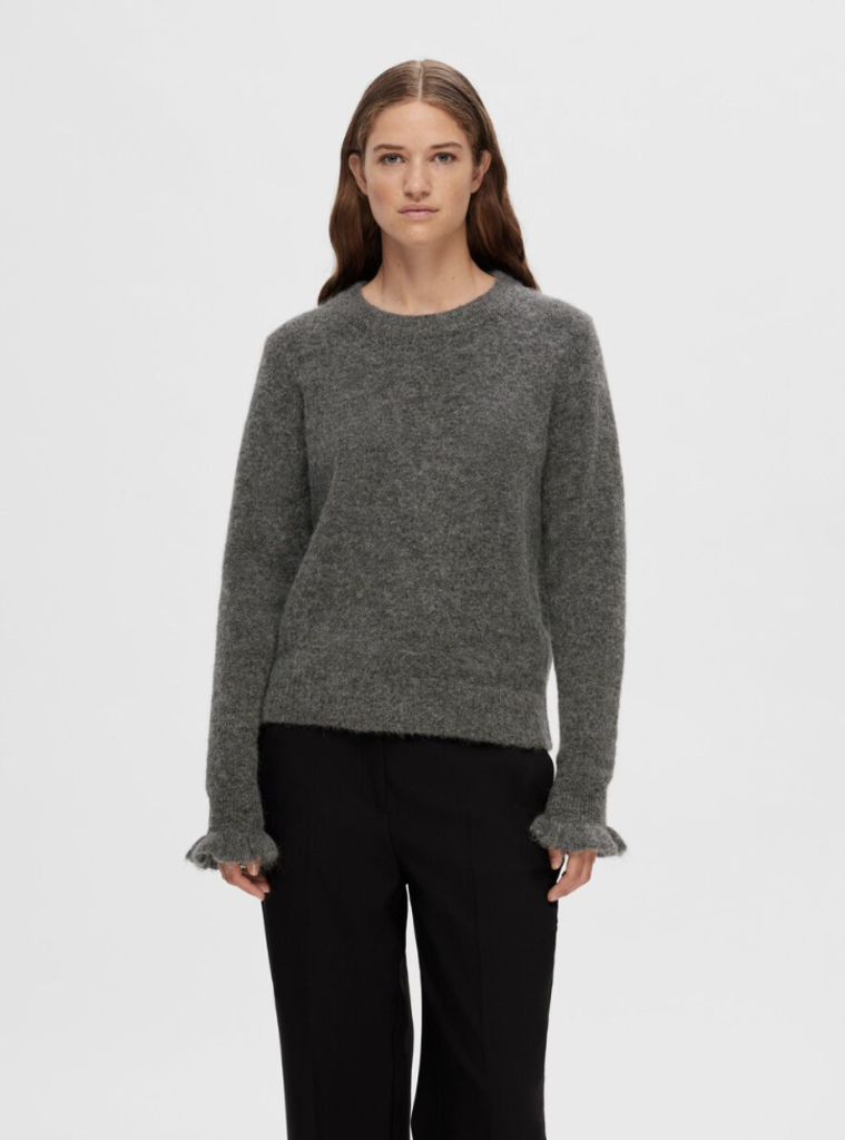 Sia Ras Knit Frill Cuff O-neck