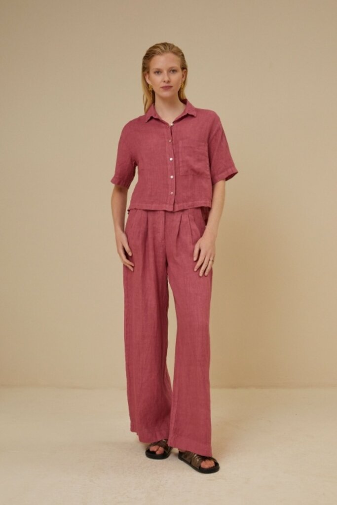 Cris Linen Blouse Raspberry