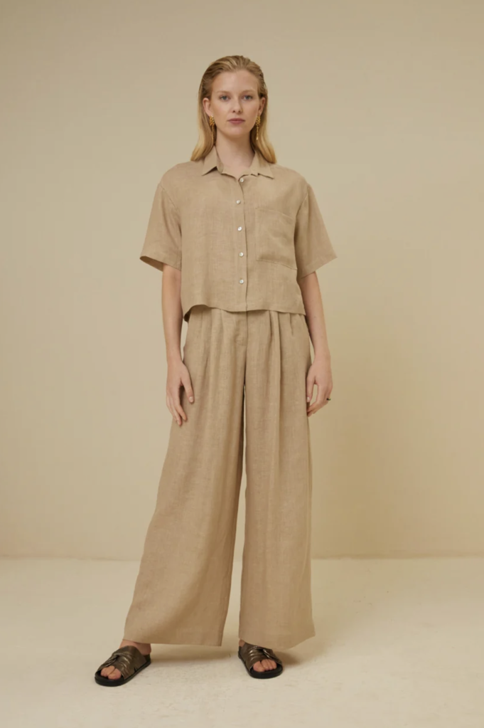 Eli Linen Pants Latte