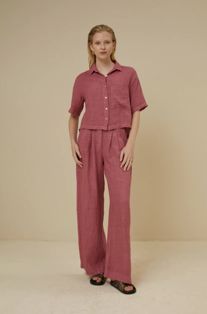 Eli Linen Pants Raspberry