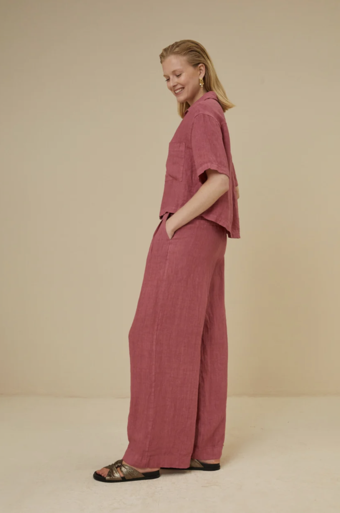 Eli Linen Pants Raspberry