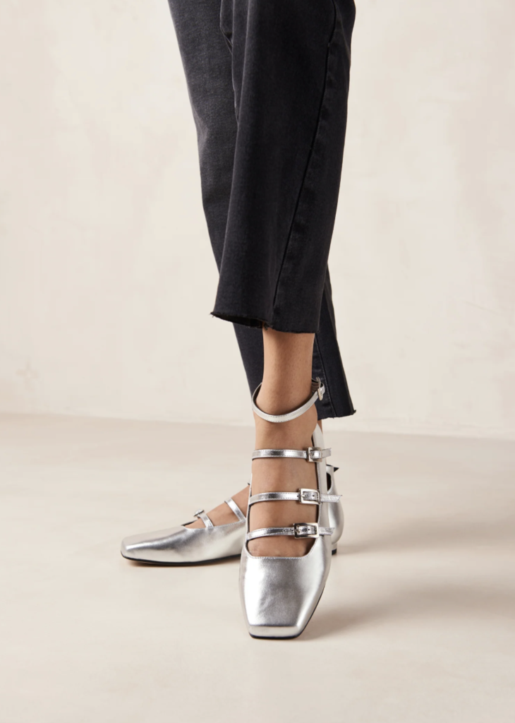 Luke Shimmer Silver Leather Ballet Flats