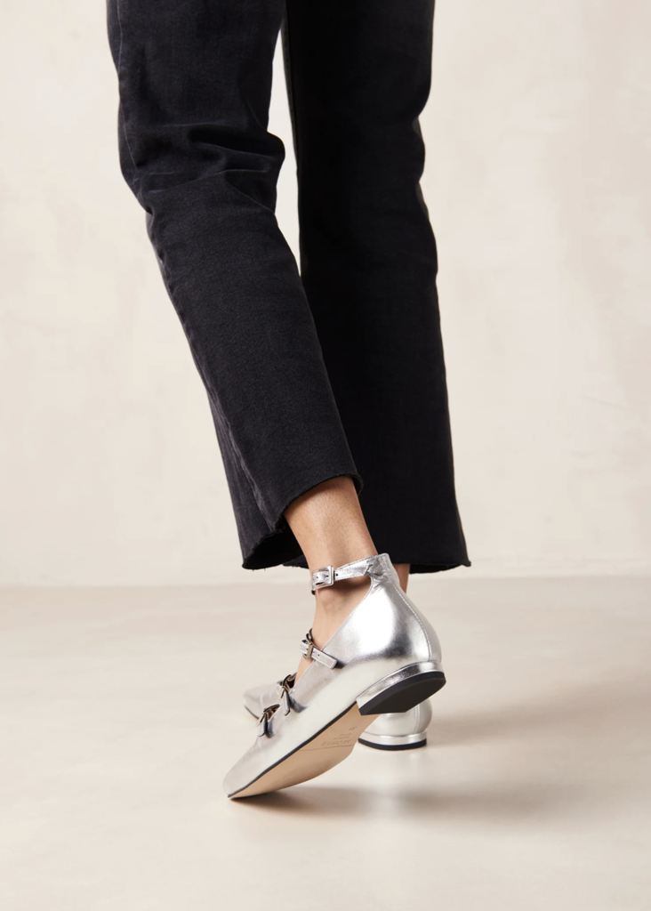 Luke Shimmer Silver Leather Ballet Flats