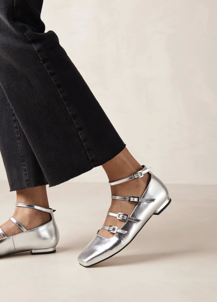 Luke Shimmer Silver Leather Ballet Flats