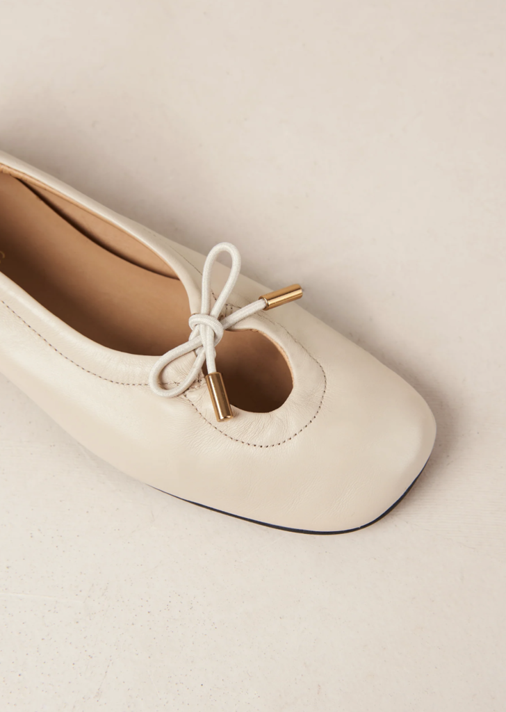 Rosalind Cream Leather Ballet Flats