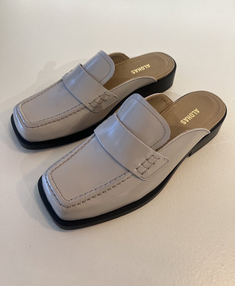 Alfred Grey Leather Mules