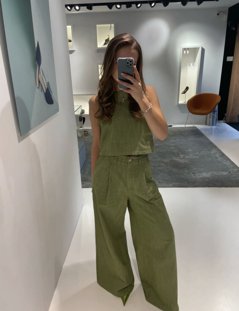 Amalia Wide Leg Trousers Green