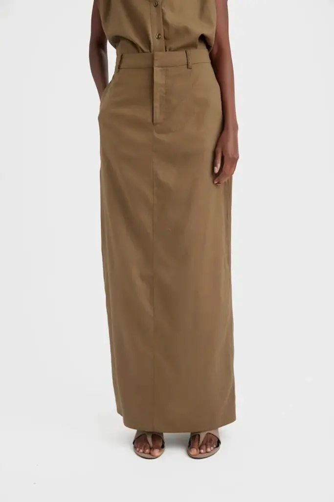 Liza Linen Skirt Stone Gray