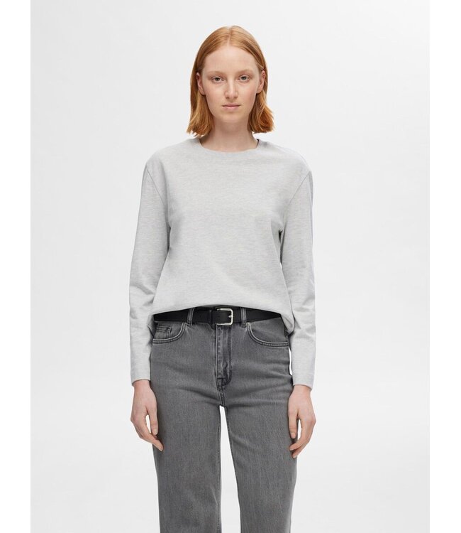 Essential Boxy LS T-shirt Light Grey Melange