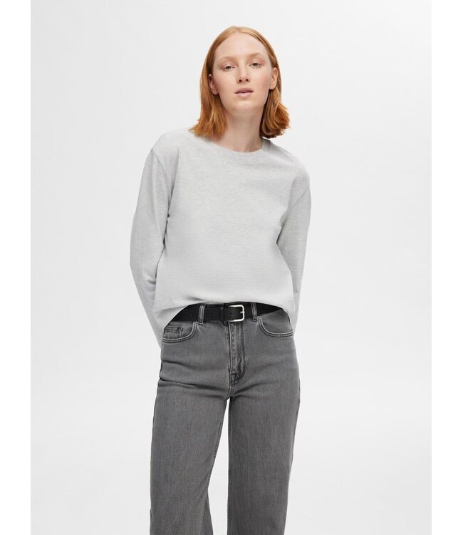 Essential Boxy LS T-shirt Light Grey Melange