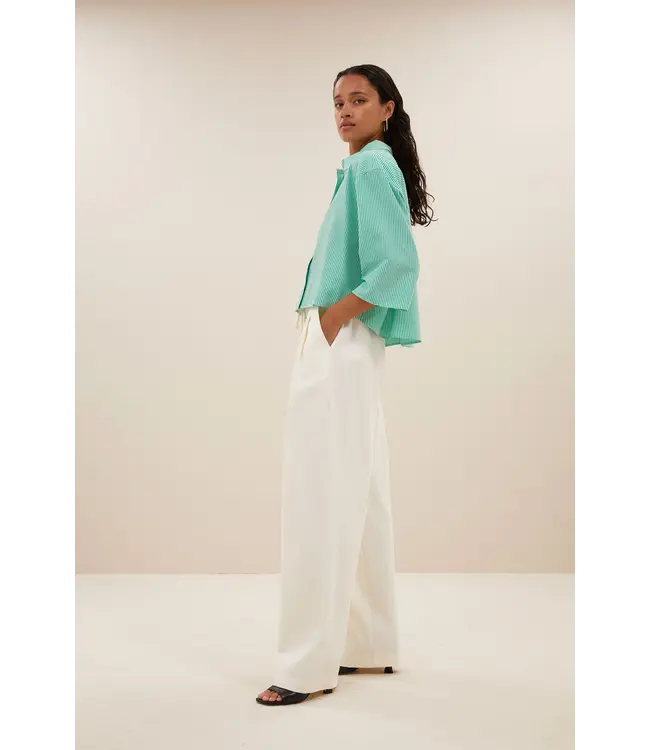 Bernie Blouse Green Seer Stripe