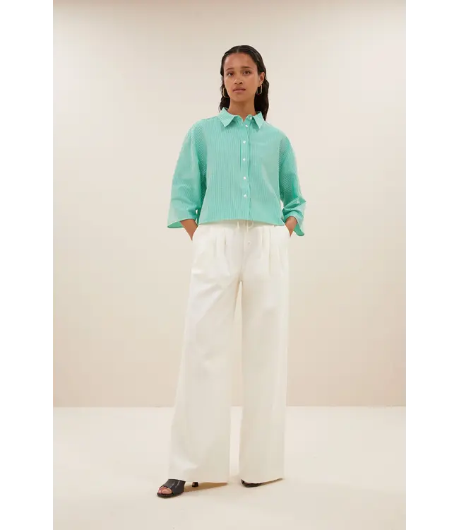 Bernie Blouse Green Seer Stripe