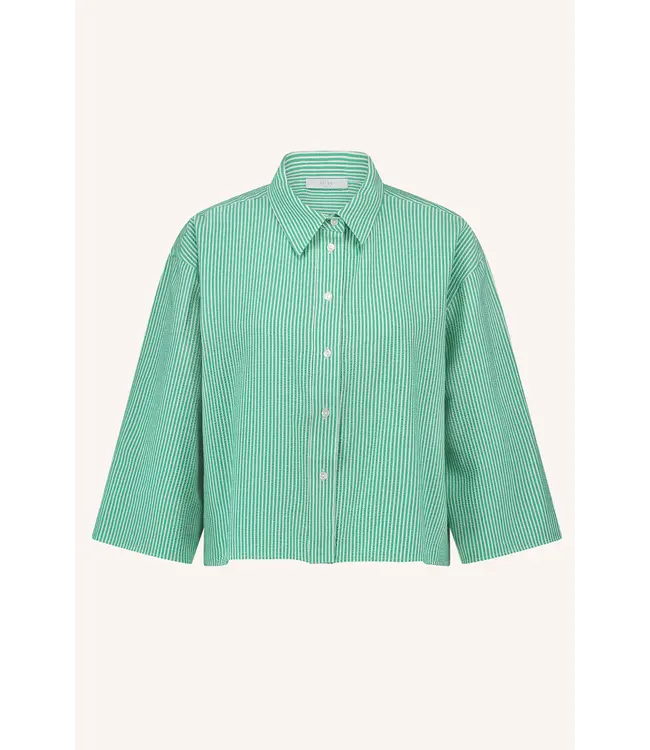 Bernie Blouse Green Seer Stripe