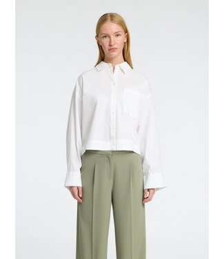 Astha Cropped Boxy Shirt White