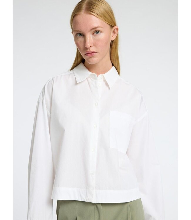 Astha Cropped Boxy Shirt White