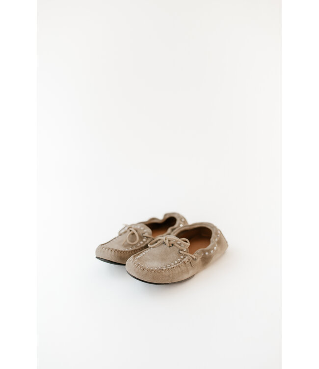 Calla Suede Studs Beige Loafers