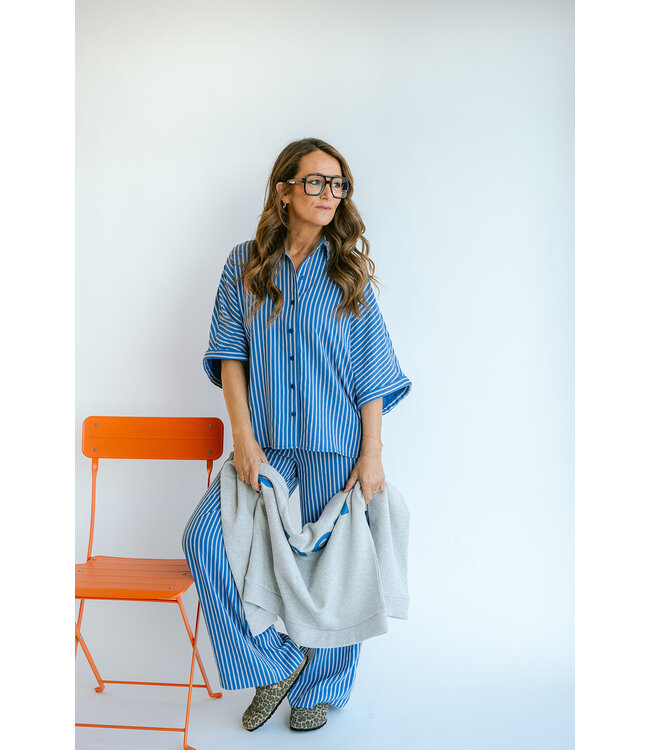 Morris Blouse Cobalt Stripe