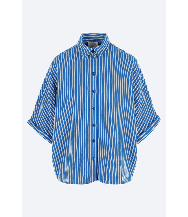 Morris Blouse Cobalt Stripe