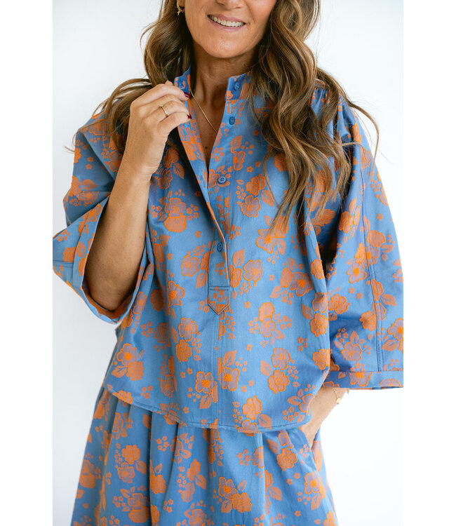 Maya Blouse Blue Flower