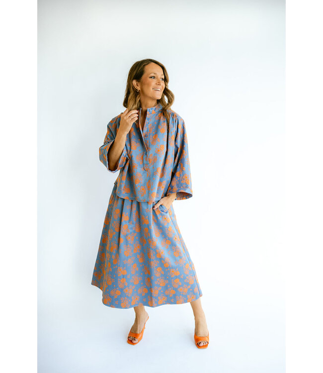 Maya Blouse Blue Flower